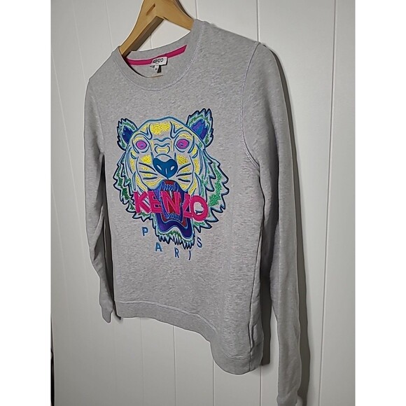 Kenzo Paris Embroidered Logo Grey Sweatshirt Pullover Girls Medium - Picture 5 of 9